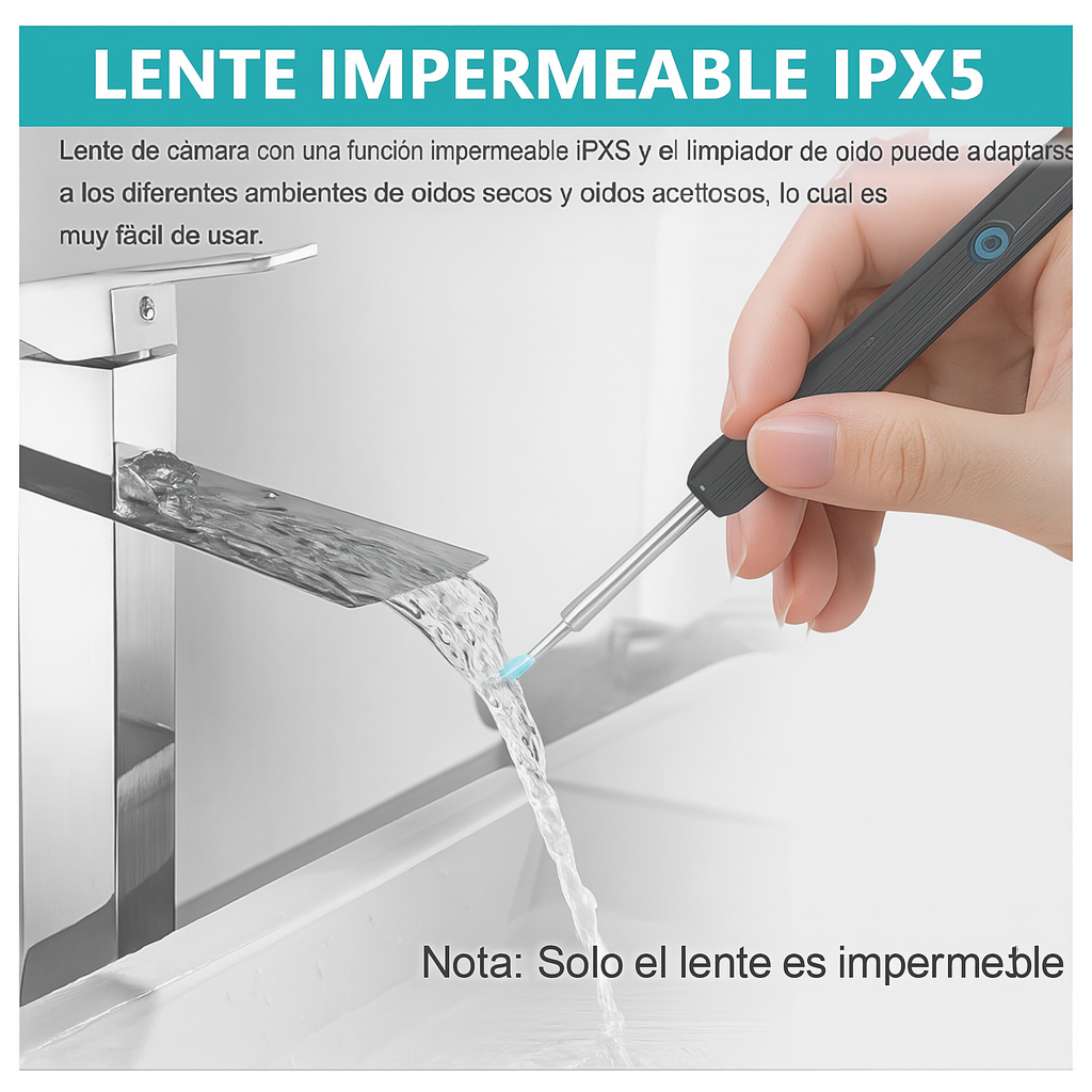 Limpiador Inteligente de Oídos con Cámara HD 360° | Conexión WiFi y Luz LED