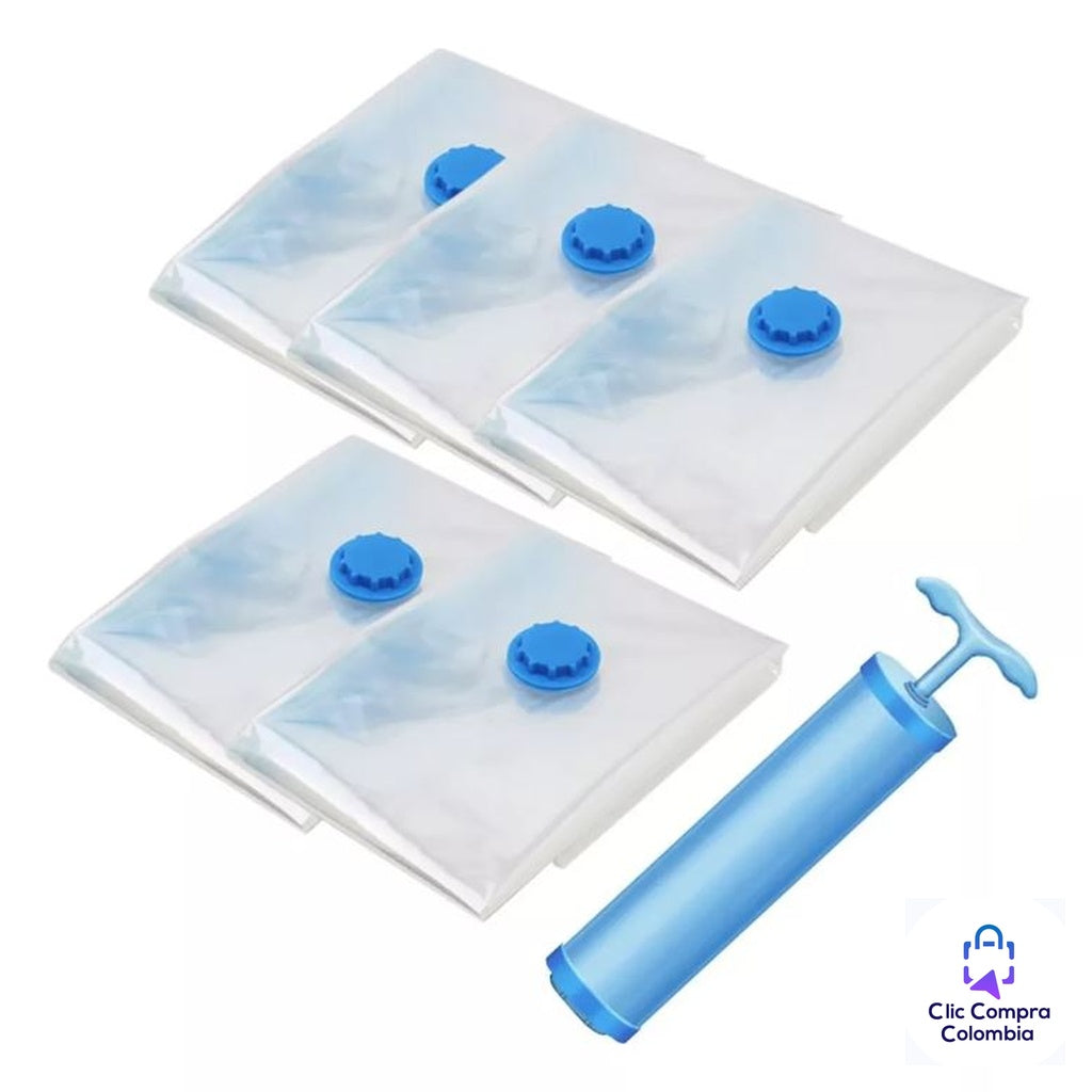 📦 Set de 5 Bolsas de Empaque al VacĂo + Bomba Manual – ¡Ahorra espacio y protege tu ropa!