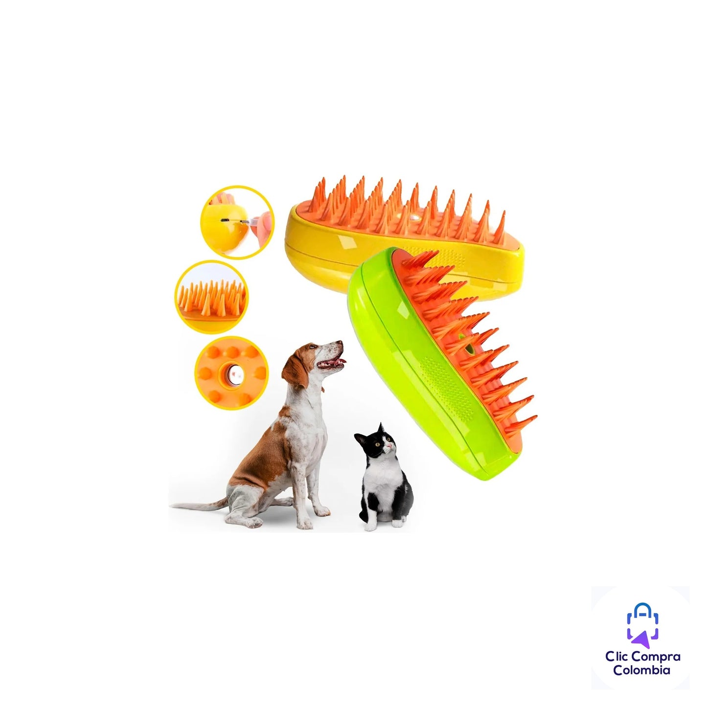 🐾 Cepillo a Vapor 3 en 1 para Mascotas – Aseo, Masaje y Limpieza sin Pelos