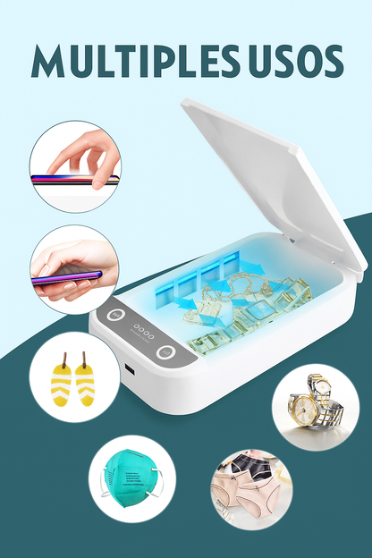 🔒✨Caja esterilizadora multifunción con luz UV y aromaterapia – ¡Desinfecta, perfuma y protege lo que más usas!
