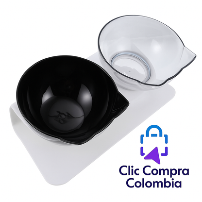 Comedero Mascotas Con Base y Dos Platos