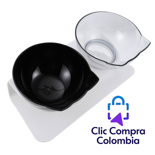 Comedero Mascotas Con Base y Dos Platos