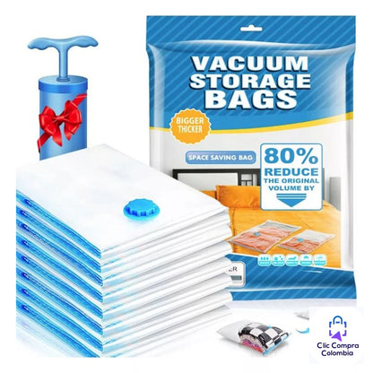 📦 Set de 5 Bolsas de Empaque al Vacío + Bomba Manual – ¡Ahorra espacio y protege tu ropa!