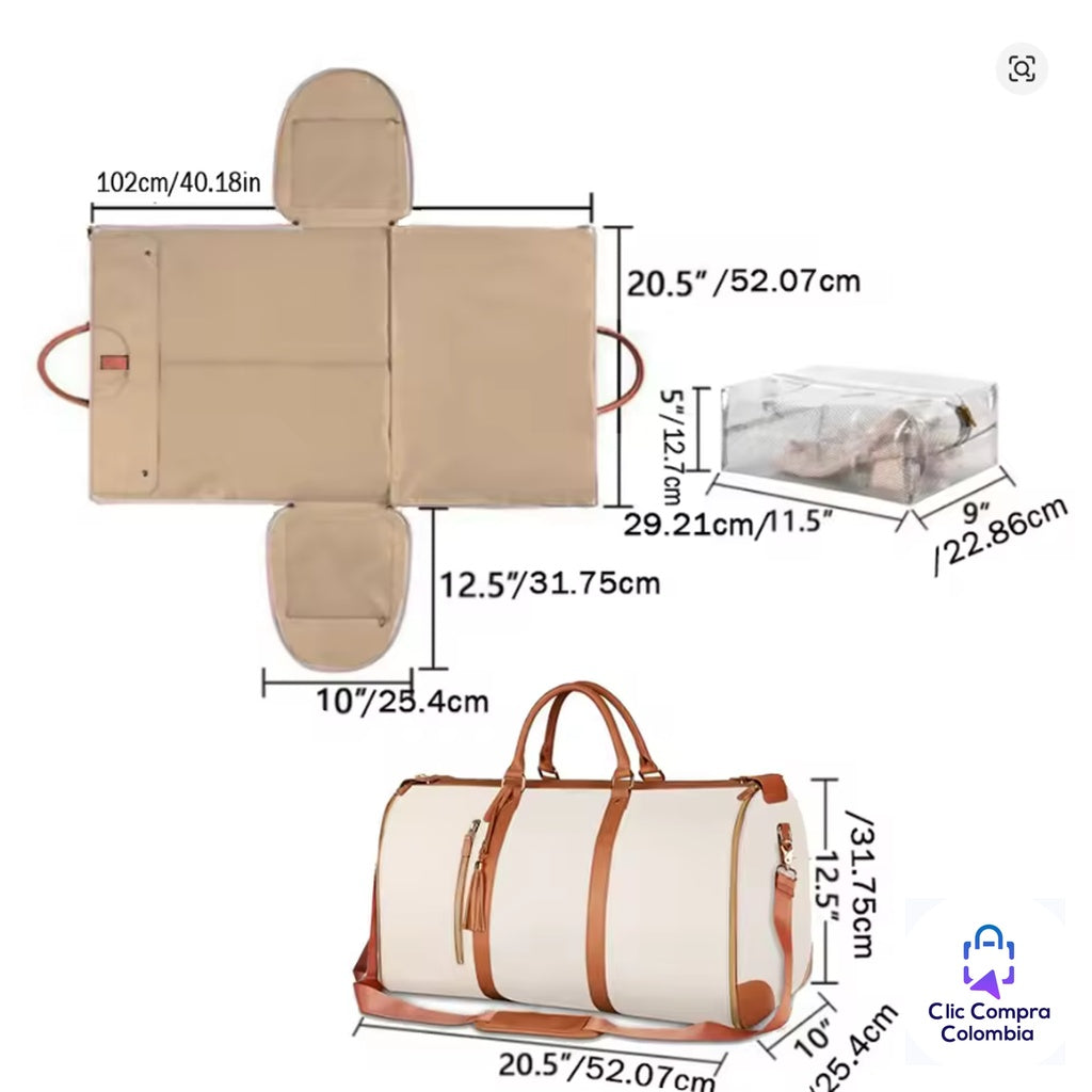 👜 Bolso de Viaje Expandible 3 en 1 – Elegancia, Orden y Comodidad para tus Escapadas
