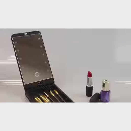 💄✨ Espejo de Maquillaje LED con Porta Brochas
